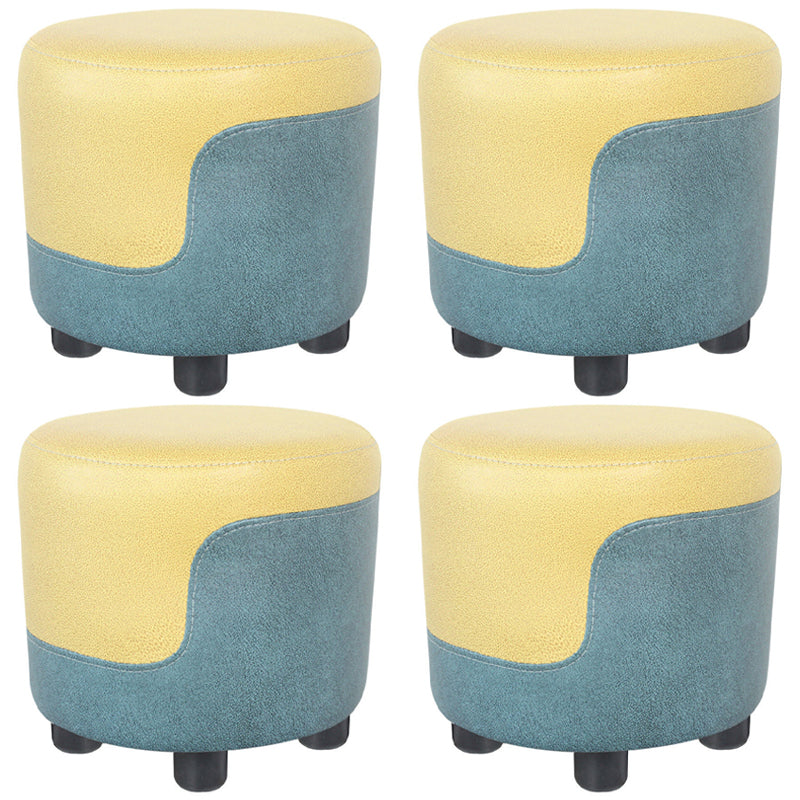 Popular Round Pouf Chair Contrast Color Cotton Water Resistant Footstool Ottoman
