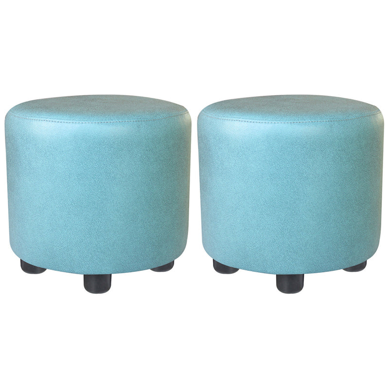 Popular Round Pouf Chair Contrast Color Cotton Water Resistant Footstool Ottoman
