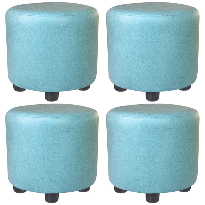 Popular Round Pouf Chair Contrast Color Cotton Water Resistant Footstool Ottoman