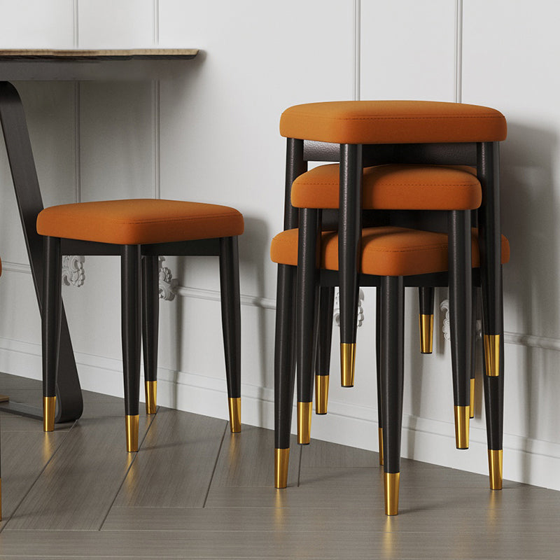 Contemporary Tear Resistant Ottaman Square Orange Velvet Standard