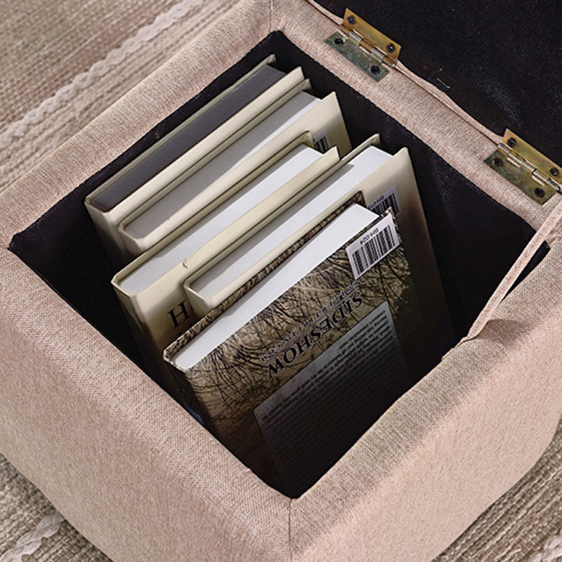 Mid-Century Modern Pouf Ottoman Faux Leather Tufted Square Ottoman with Storage