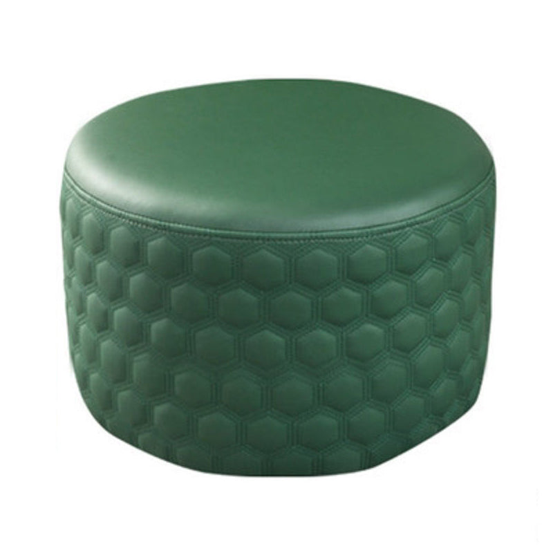 Stylish PU Ottoman Solid Color Water Resistant Round Footstool Ottoman