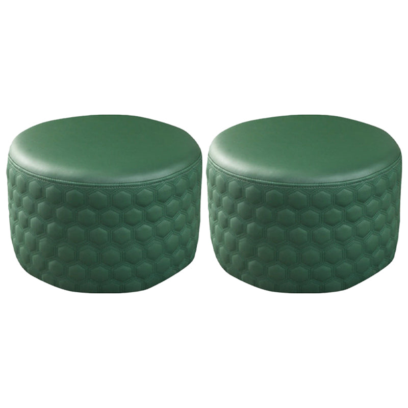 Stylish PU Ottoman Solid Color Water Resistant Round Footstool Ottoman