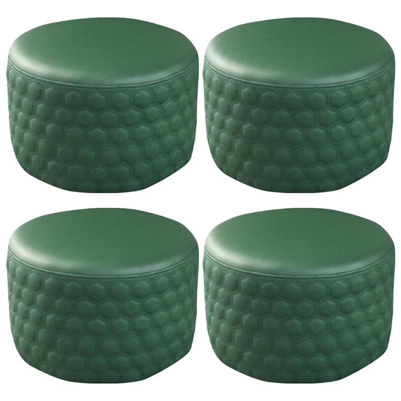 Stylish PU Ottoman Solid Color Water Resistant Round Footstool Ottoman