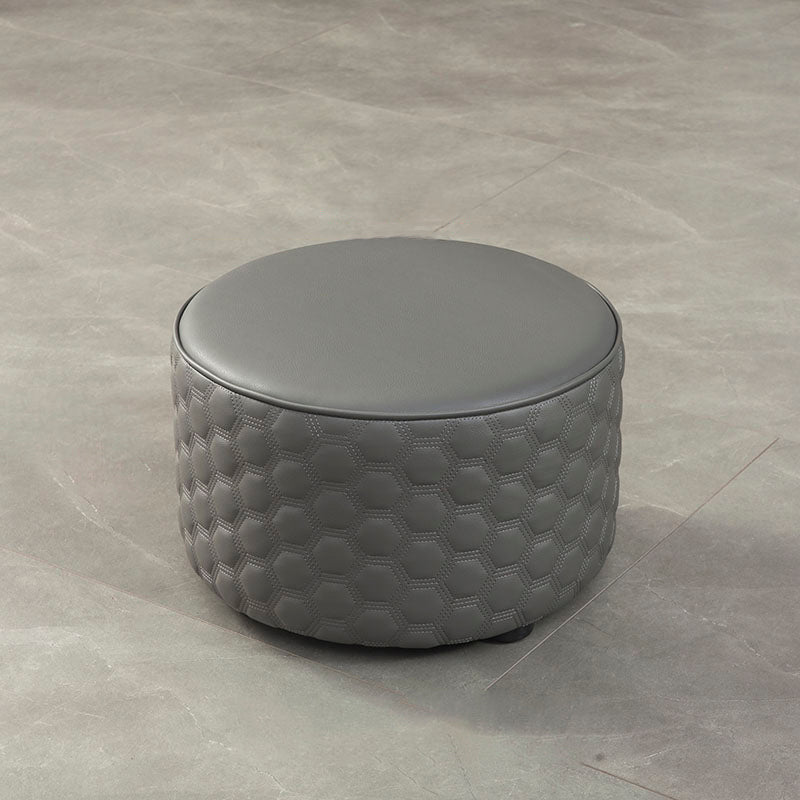 Stylish PU Ottoman Solid Color Water Resistant Round Footstool Ottoman