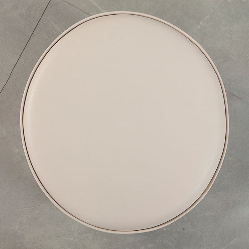 Stylish PU Ottoman Solid Color Water Resistant Round Footstool Ottoman