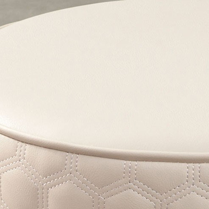 Stylish PU Ottoman Solid Color Water Resistant Round Footstool Ottoman