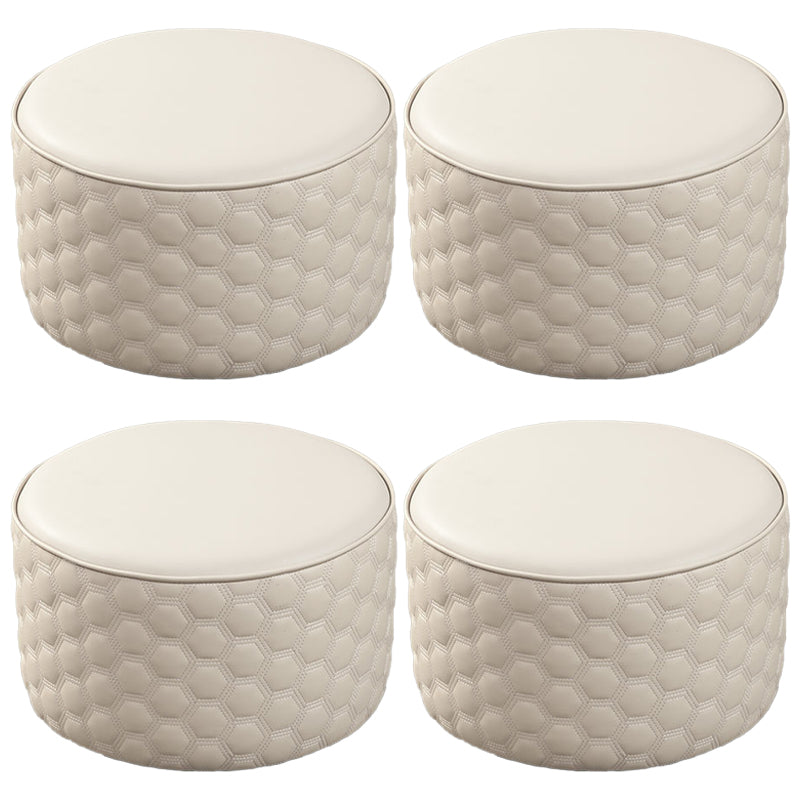 Stylish PU Ottoman Solid Color Water Resistant Round Footstool Ottoman