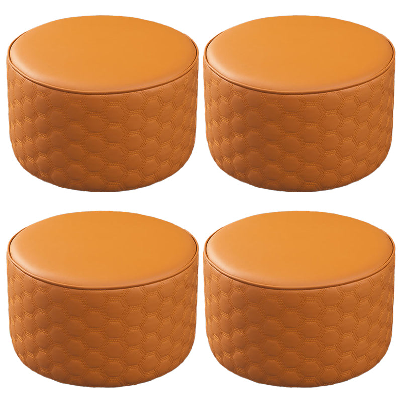 Stylish PU Ottoman Solid Color Water Resistant Round Footstool Ottoman