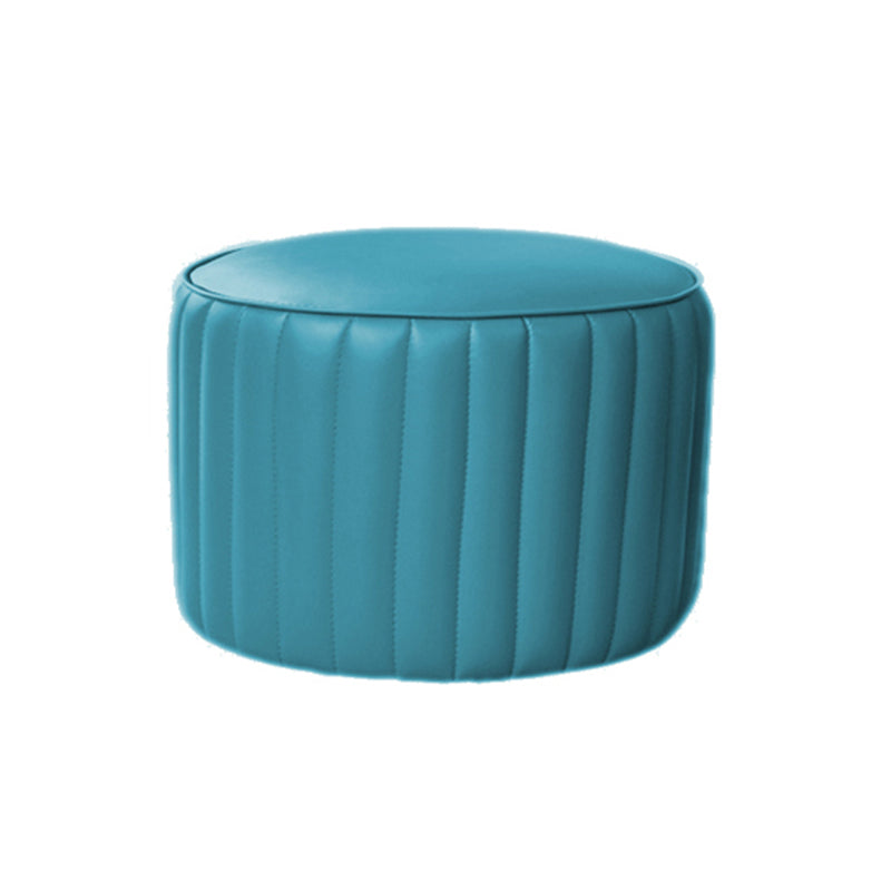 Modern Water Resistant Pouf Pure Color Round Leather Indoor Pouf