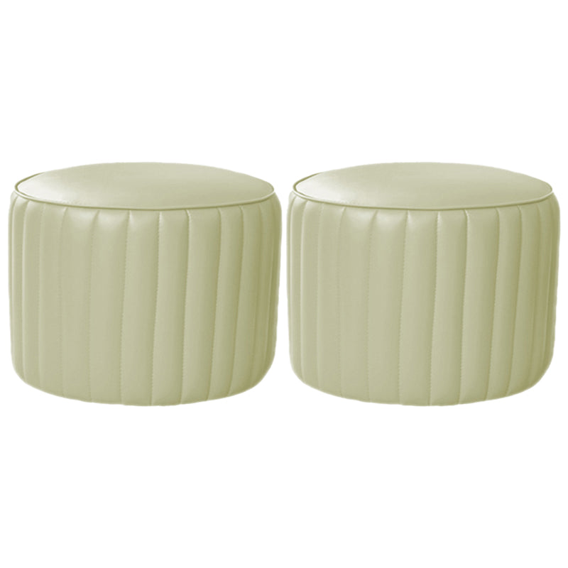Modern Water Resistant Pouf Pure Color Round Leather Indoor Pouf
