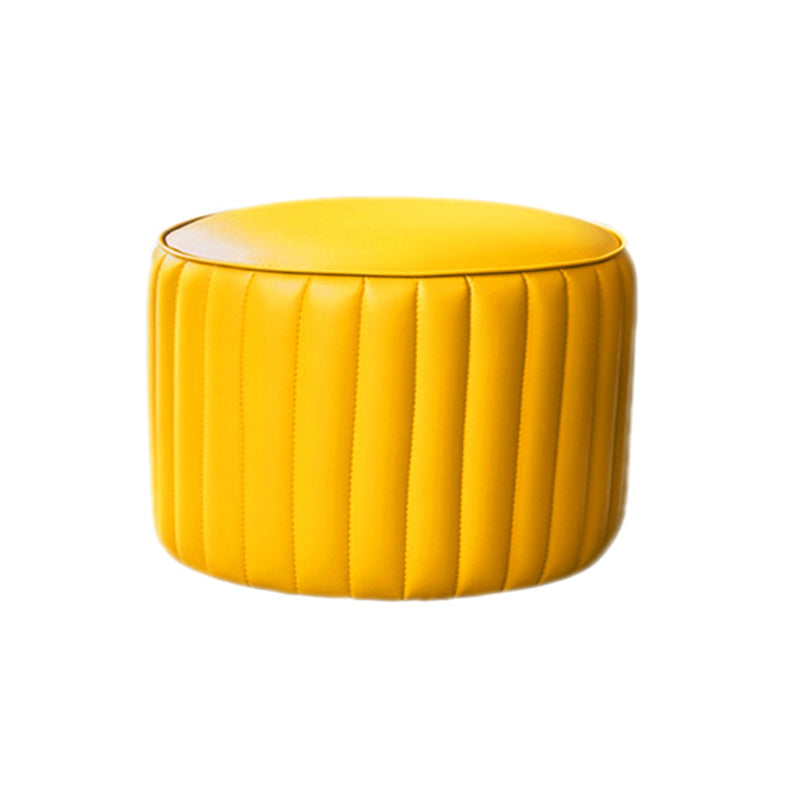 Modern Water Resistant Pouf Pure Color Round Leather Indoor Pouf