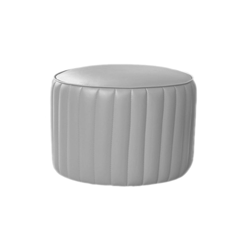Modern Water Resistant Pouf Pure Color Round Leather Indoor Pouf