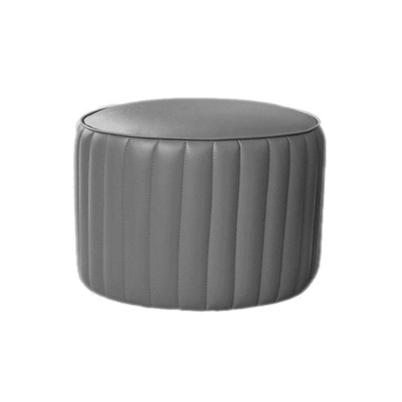Modern Water Resistant Pouf Pure Color Round Leather Indoor Pouf