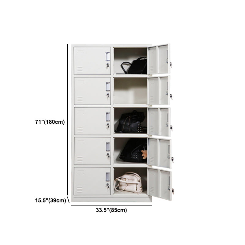 Contemporary Cabinet for Home White Metal Storage Cabinet with Hinged Doors