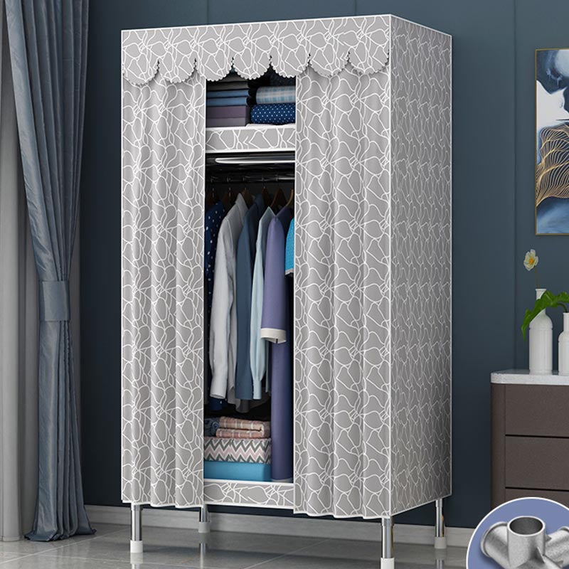 Contemporary Style Wardrobe Steel Cloth Rod Included Wardrobe Closet with Door