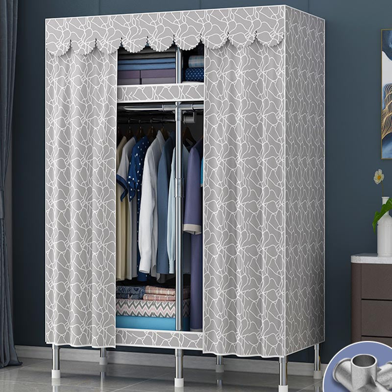 Contemporary Style Wardrobe Steel Cloth Rod Included Wardrobe Closet with Door
