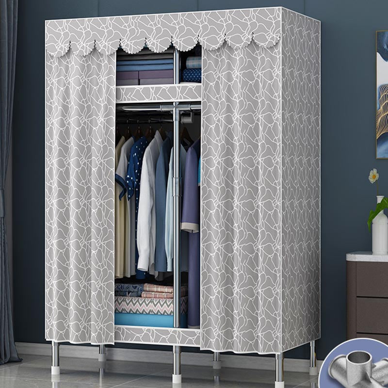 Contemporary Style Wardrobe Steel Cloth Rod Included Wardrobe Closet with Door