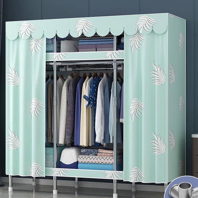 Contemporary Style Wardrobe Steel Cloth Rod Included Wardrobe Closet with Door