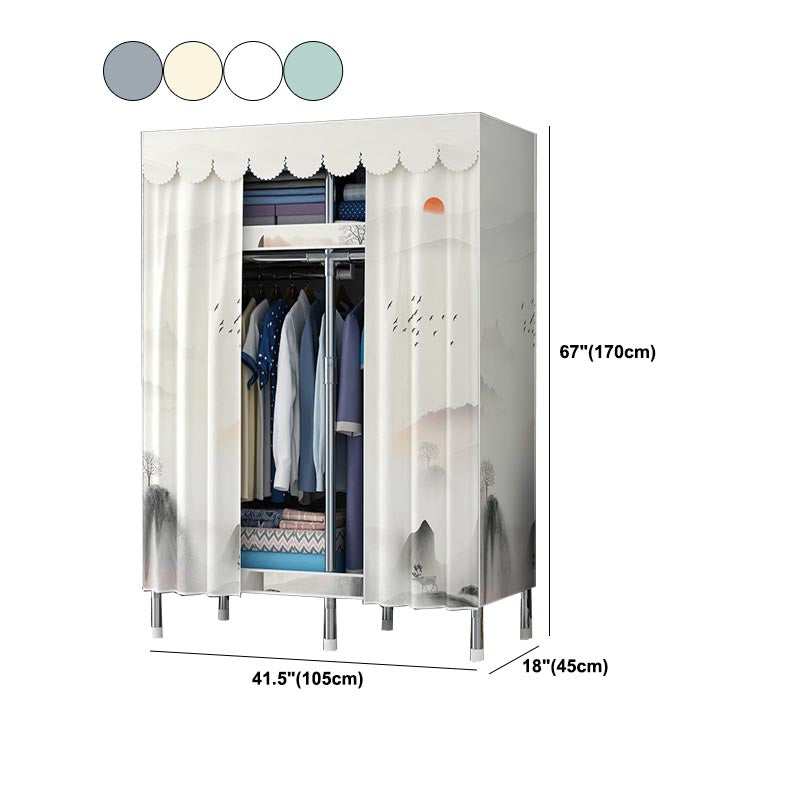 Contemporary Style Wardrobe Steel Cloth Rod Included Wardrobe Closet with Door