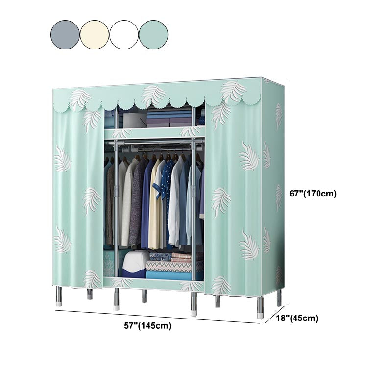 Contemporary Style Wardrobe Steel Cloth Rod Included Wardrobe Closet with Door