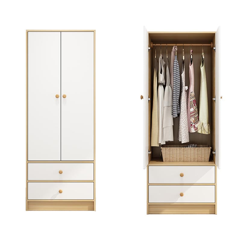 Modern Wooden Wardrobe White Colour Cloth Rod Included Wardrobe Closet for Home