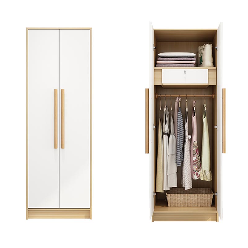 Modern Wooden Wardrobe White Colour Cloth Rod Included Wardrobe Closet for Home
