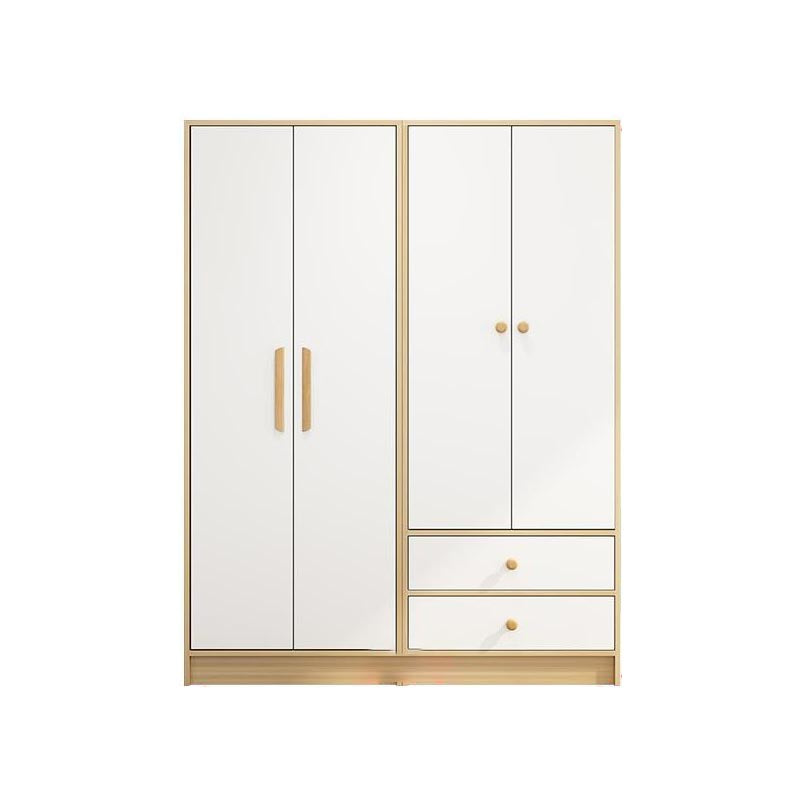 Modern Wooden Wardrobe White Colour Cloth Rod Included Wardrobe Closet for Home