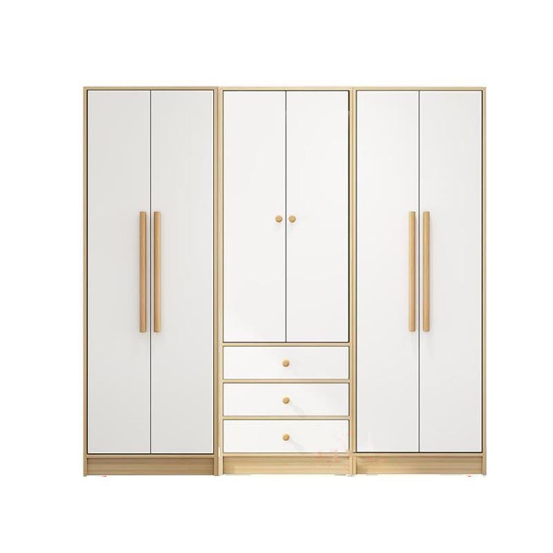 Modern Wooden Wardrobe White Colour Cloth Rod Included Wardrobe Closet for Home