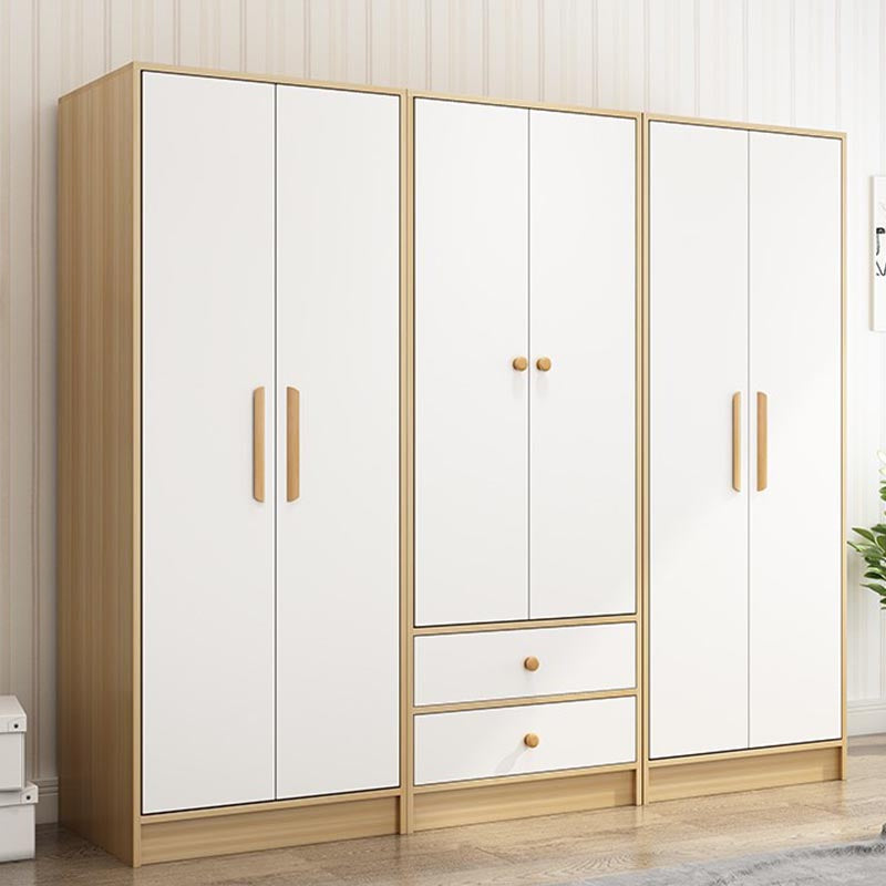 Modern Wooden Wardrobe White Colour Cloth Rod Included Wardrobe Closet for Home