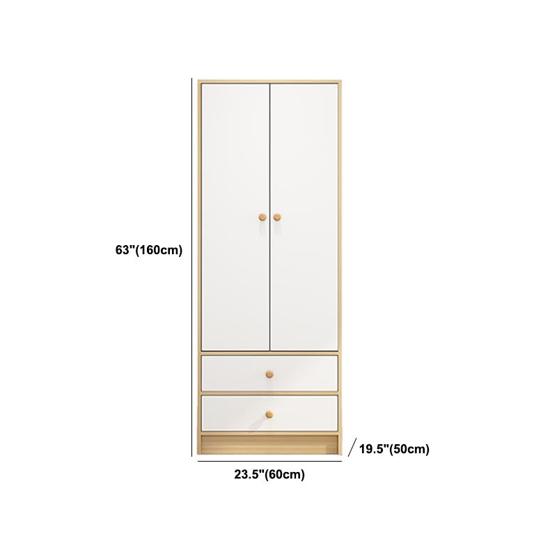 Modern Wooden Wardrobe White Colour Cloth Rod Included Wardrobe Closet for Home