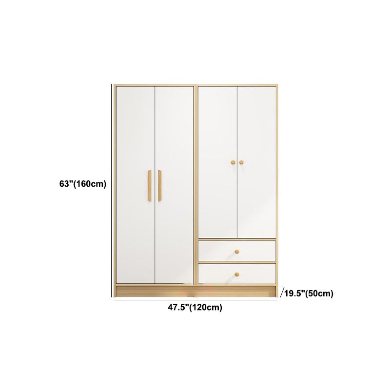 Modern Wooden Wardrobe White Colour Cloth Rod Included Wardrobe Closet for Home