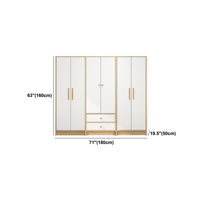 Modern Wooden Wardrobe White Colour Cloth Rod Included Wardrobe Closet for Home