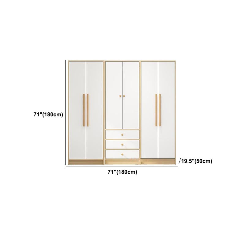 Modern Wooden Wardrobe White Colour Cloth Rod Included Wardrobe Closet for Home