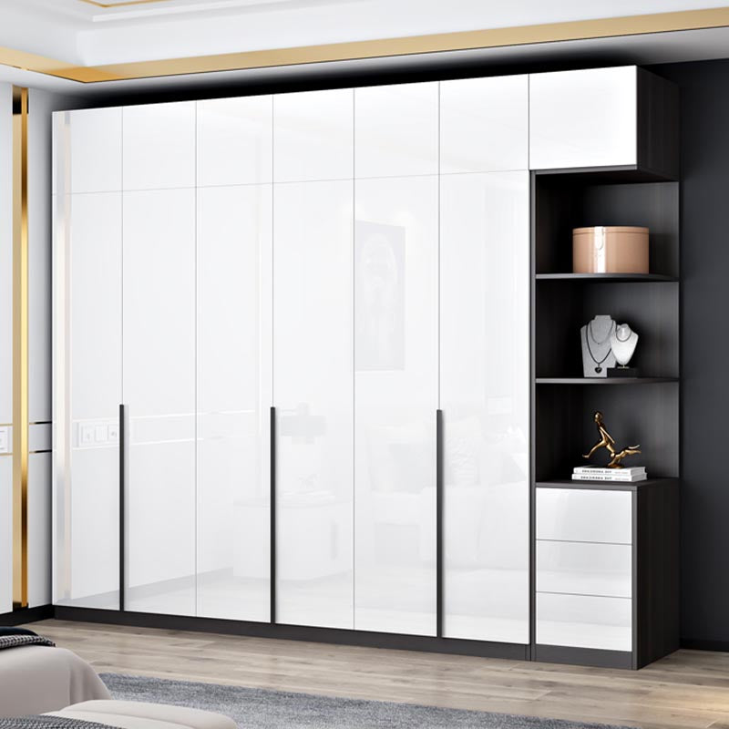 White Wooden Wardrobe Modern Cloth Rod Included Wardrobe Closet for Home