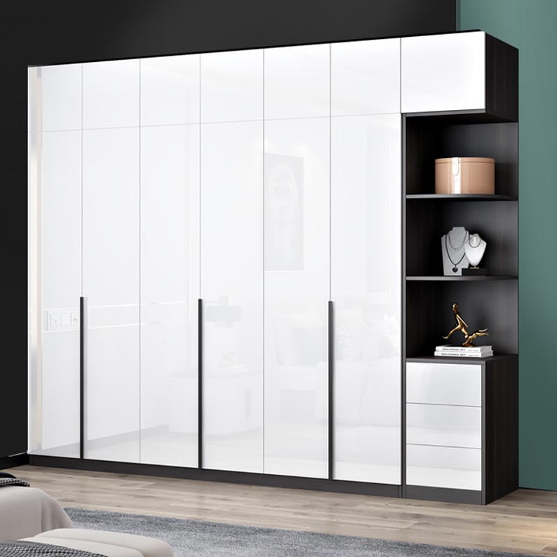 White Wooden Wardrobe Modern Cloth Rod Included Wardrobe Closet for Home