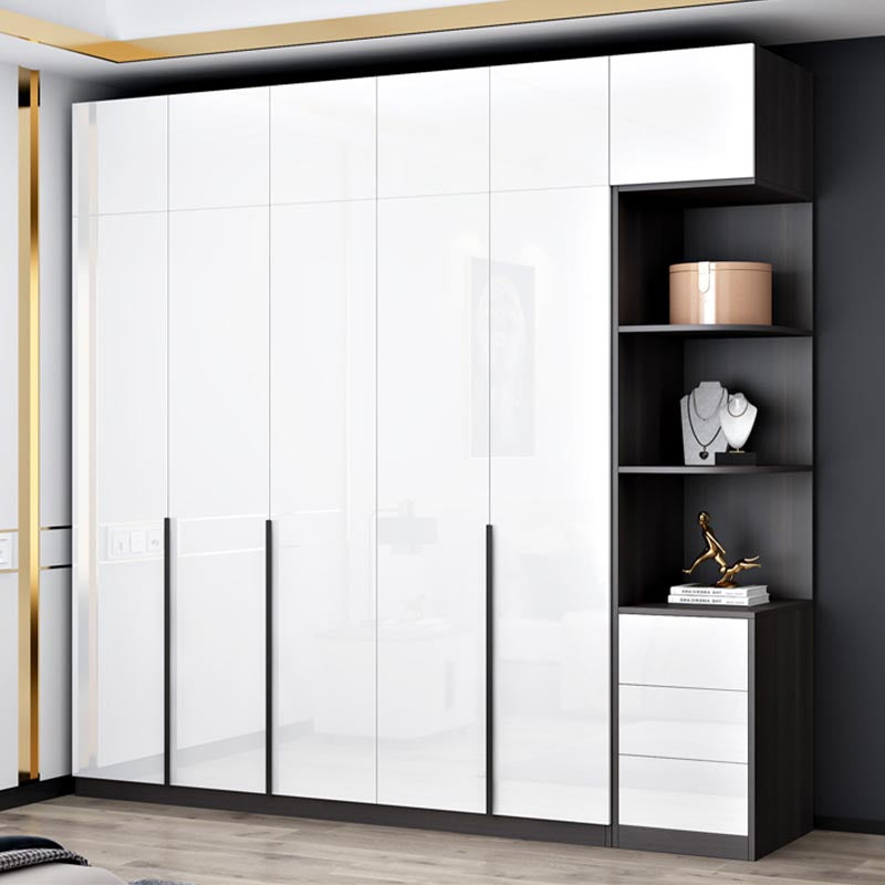 White Wooden Wardrobe Modern Cloth Rod Included Wardrobe Closet for Home