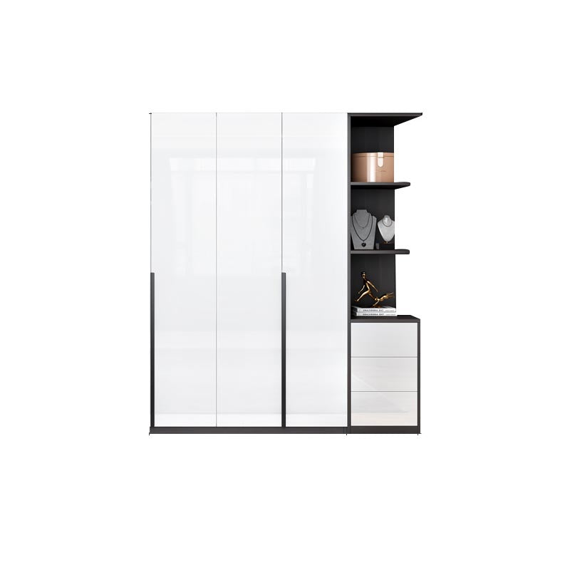 White Wooden Wardrobe Modern Cloth Rod Included Wardrobe Closet for Home