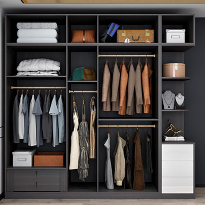 White Wooden Wardrobe Modern Cloth Rod Included Wardrobe Closet for Home