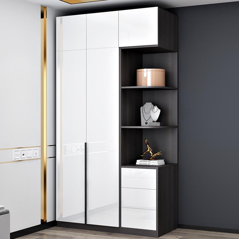 White Wooden Wardrobe Modern Cloth Rod Included Wardrobe Closet for Home