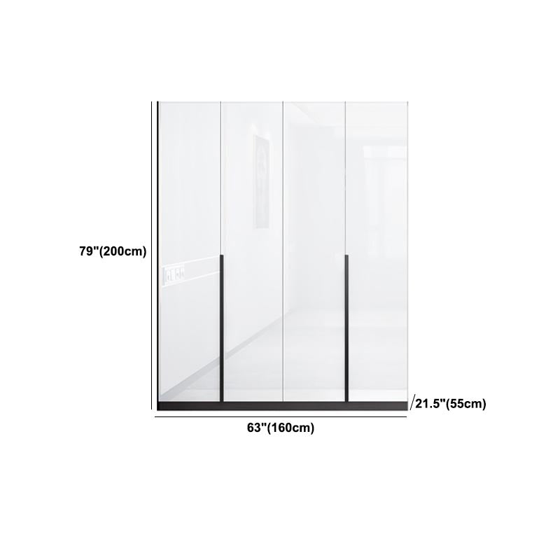 White Wooden Wardrobe Modern Cloth Rod Included Wardrobe Closet for Home