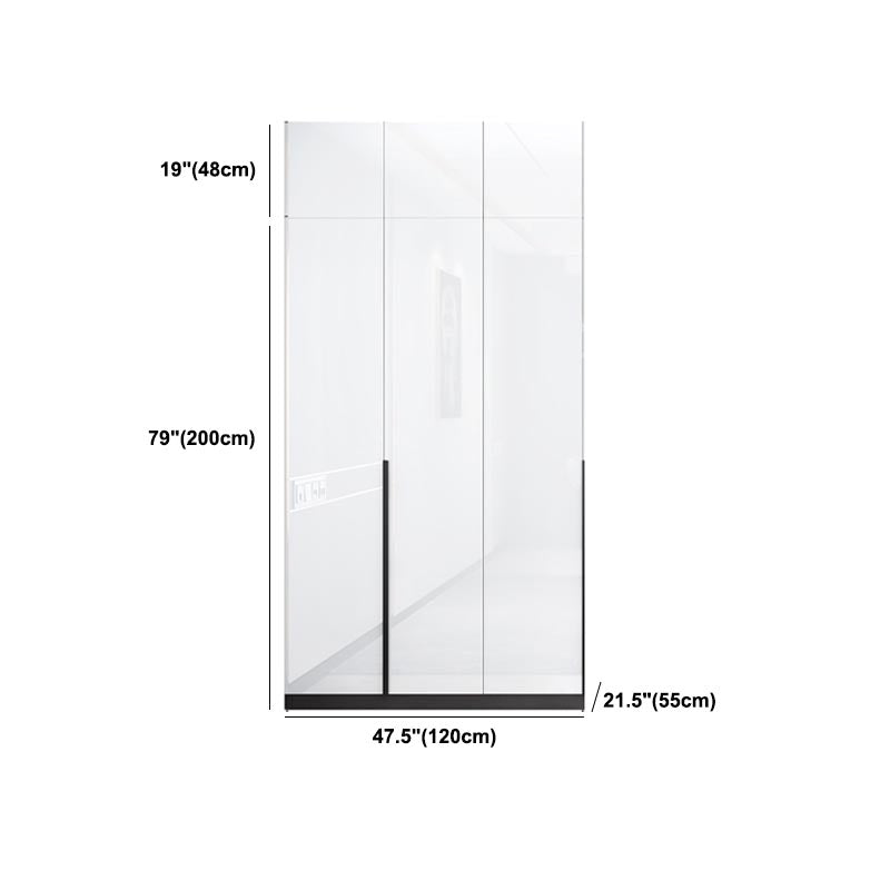 White Wooden Wardrobe Modern Cloth Rod Included Wardrobe Closet for Home