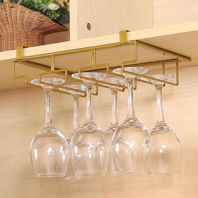 Contemporary Hanging Wine Glass Rack Metal Glass & Stemware Holder for Kitchen