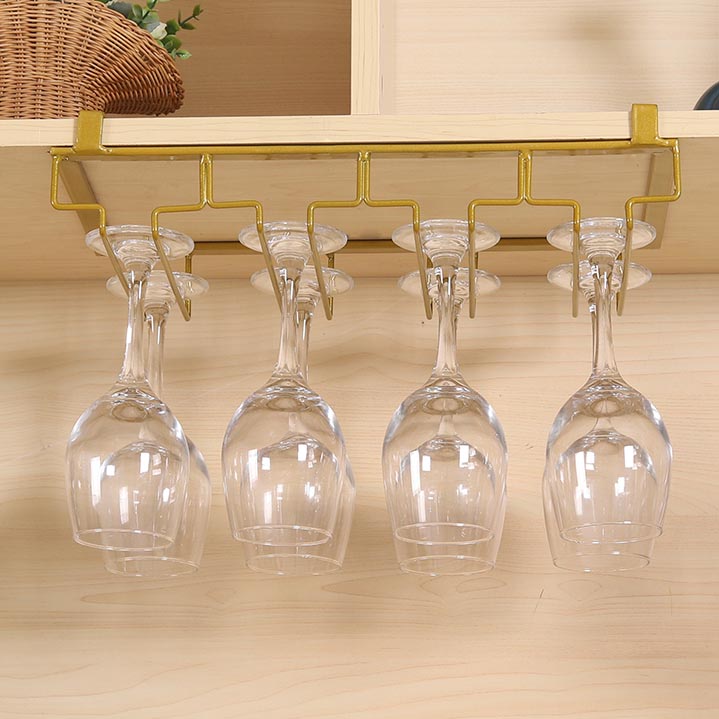 Contemporary Hanging Wine Glass Rack Metal Glass & Stemware Holder for Kitchen
