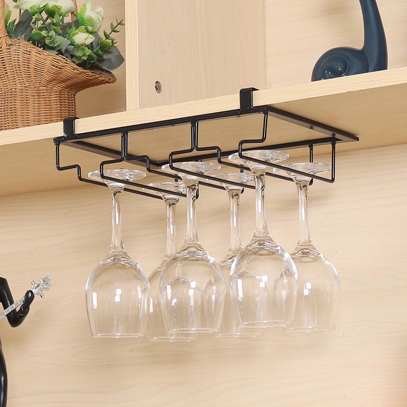 Contemporary Hanging Wine Glass Rack Metal Glass & Stemware Holder for Kitchen