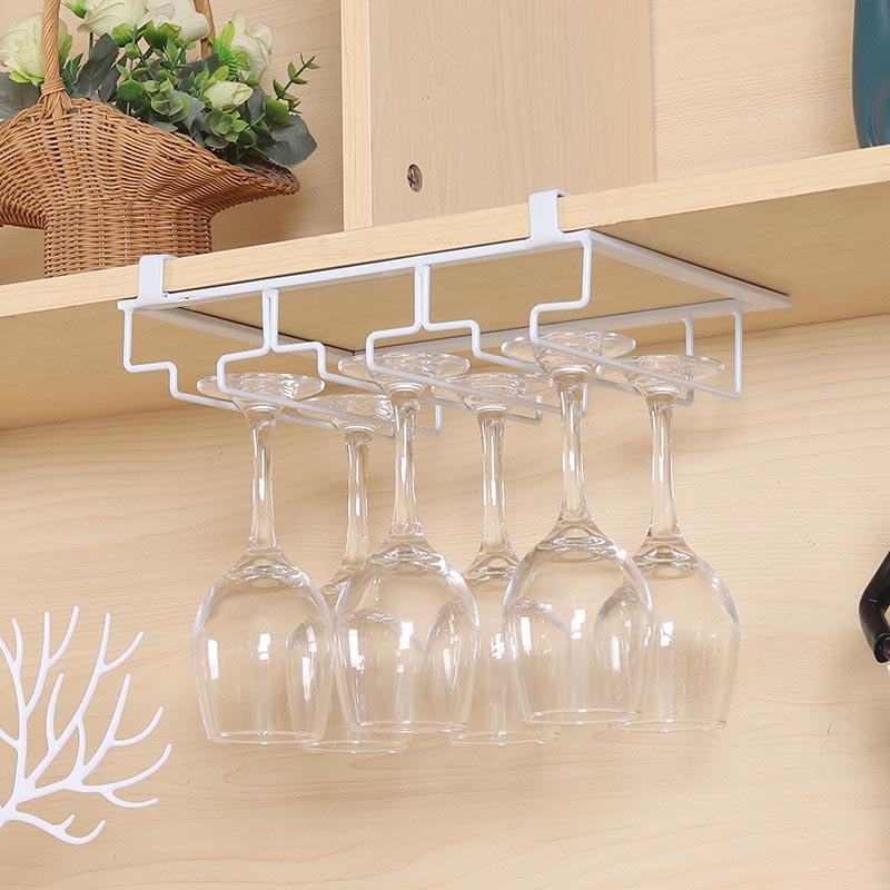 Contemporary Hanging Wine Glass Rack Metal Glass & Stemware Holder for Kitchen