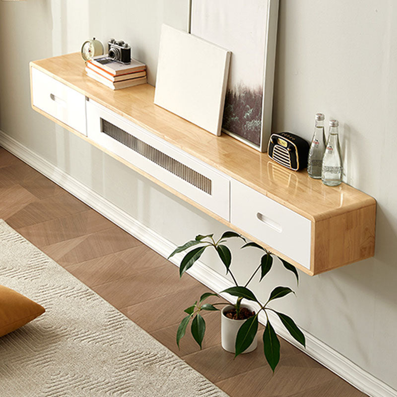 Scandinavian Solid Wood TV Console 2-Drawer 1-Door Floating TV Stand