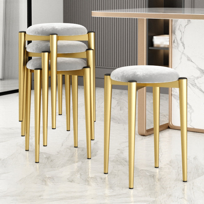 Modern Tear Resistant Pouf Circle Shape Dark Green Velvet Ottoman