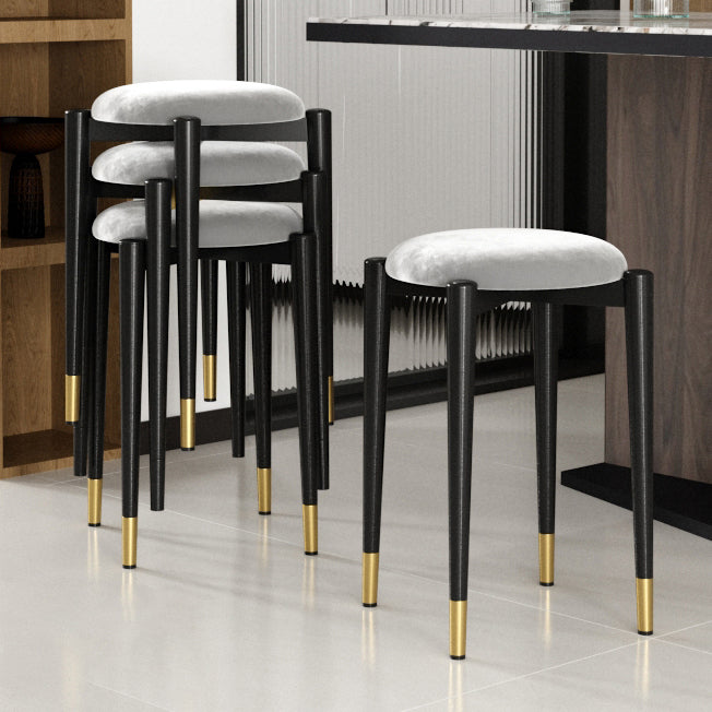 Modern Tear Resistant Pouf Circle Shape Dark Green Velvet Ottoman