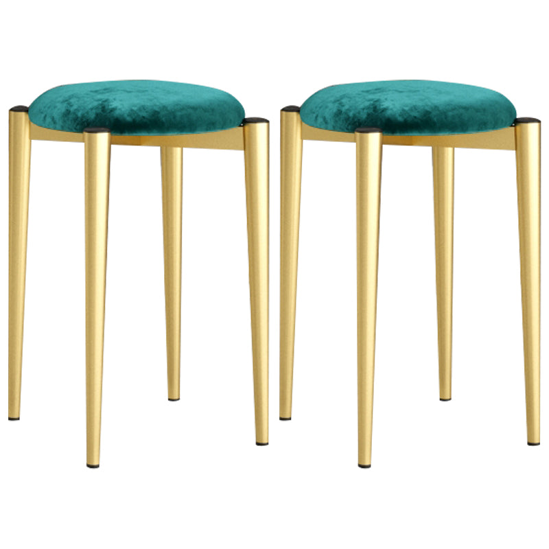 Modern Tear Resistant Pouf Circle Shape Dark Green Velvet Ottoman